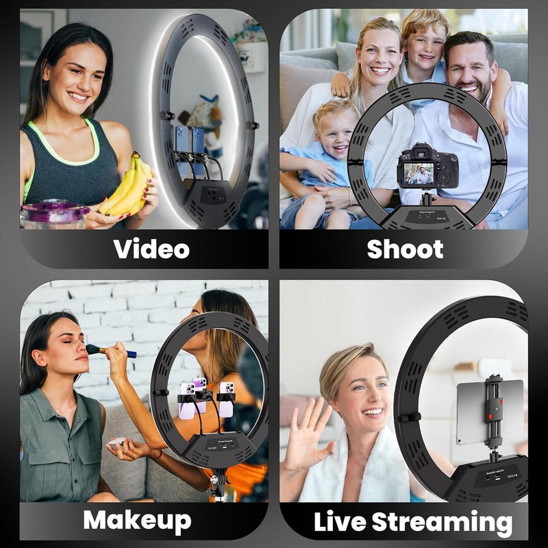 MACTREM 18" Foldable Ring Light with Stand for iPhone ipad Camera, 75" Tripod with Wheels 38W 6500K LED Display/Remote/2 USB Ports Large Big Ringlight Rolling for YouTube Facebook TikTok Live Video Recording - Image 2